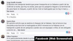 Comentarios de usuarios en el post del Ministerio de Transporte en Facebook sobre el ferry Perseverancia.