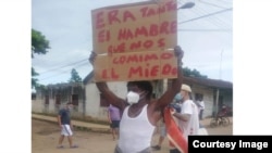 Juan Enrique Pérez Sánchez, en la manifestación del 11 de julio de 2021, en el poblado Vegas, en Mayabeque.