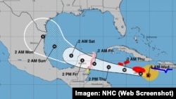 Cono de la posible trayectoria del huracán Beryl