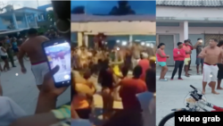 Combinación de capturas de videos de la protesta en Caimanera, filmada por varios pobladores del poblado guantanamero el 6 de mayo de 2023.