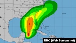 Pronóstico dle alcance de los vientos de Idalia. (NHC)