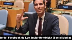 Leo Juvier-Hendrickx en Naciones Unidas junio 1º de 2023 (Tomado del Facebook de Leo Juvier Hendrickx)