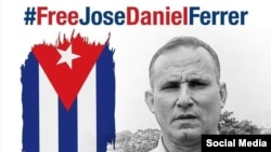 Un póster aboga por la liberación de José Daniel Ferrer, líder de la Unión Patriótica de Cuba (Facebook).