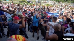 Imagen de las manifestaciones del 11 de julio en La Habana, Cuba Foto: Alexandre Meneghini (Reuters)