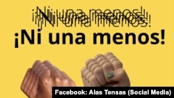 Cartel de la organización feminista Alas Tensas que exige el cese de los feminicidios.