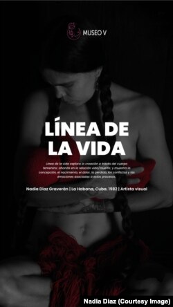 Cartel de la Expo: “La línea de la vida”. (Cortesía de la artista)