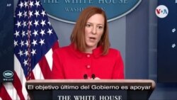 Jen Psaki en rueda de prensa en la residencia presidencial