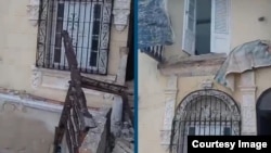 Captura de pantalla de un video que muestra el derrumbe de un edificio en el Vedado, en La Habana, donde una persona murió, informaron familiares. 