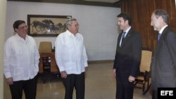 El presidente de Galicia, Raúl Castro y Bruno Rodríguez