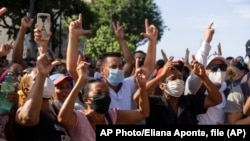 Protestas en La Habana el 11 de julio de 2021. (AP Photo/Eliana Aponte).