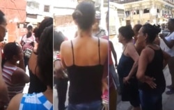 Vecinos protestan por salidero de aguas albañales en una calle de Centro Habana. (Captura de video/Diario de Cuba)