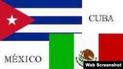 Banderas de Cuba y México.