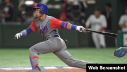 Yoelkis Céspedes, pelotero cubano que escapó de la selección nacional en la Liga Can-Am el lunes 24 de junio de 2019.