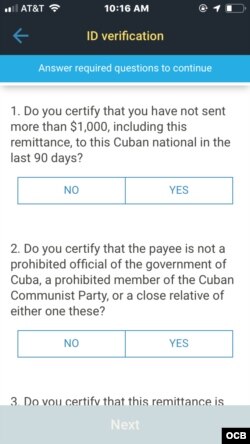 Western Union pide declarar que las remesas se ajustan a las sanciones de EEUU establecidas por OFAC.