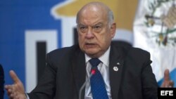 El secretario general de la Organización de Estados Americanos (OEA), José Miguel Insulza, en la asamblea general del organismo.