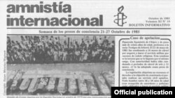 Amnistía Internacional publicó la noticia de la liberación de Ricardo Bofill en 1985.