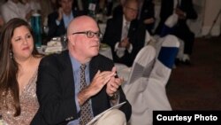 Orlando Gutiérrez, del Directorio Democrático Cubano, en el acto donde fueron entregados los premios Pedro Luis Boitel 2016 a Jorge Luis García Pérez, Lorenzo del Toro y Ramón Enrique Díaz. Foto Wenceslao Cruz.