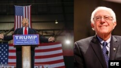 Donald Trump (izq) Bernie Sanders (der)durante la campaña electoral por la Casa Blanca 2016