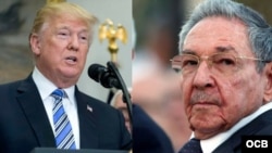 El presidente de Estados Unidos, Donald Trump y el dictador cubano Raúl Castro. Composición.