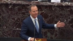 El congresista demócrata Adam Schiff en otro momento de su intervención el martes ante el Senado (Foto: Reuters).