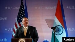 El Secretario de Estado Mike Pompeo durante un discurso pronunciado en Nueva Delhi, el 26 de junio de 2019. REUTERS/Adnan Abidi