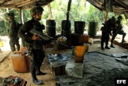 Imagend e archivo de un perativo contra infraestructuras de narcotráfico de las FARC