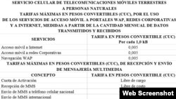 Detalle de tarifa para internet en móviles de los cubanos en la isla