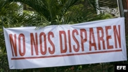 Vista de cartel en los alrededores de la Universidad Politécnica de Nicaragua (UPOLI), durante el séptimo día protesta contra el gobierno.