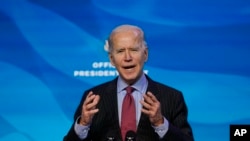 El presidente electo Joe Biden en una conferencia de prensa en Wilmington, Delaware, el viernes 8 de enero de 2021 (Susan Walsh/AP Photo).