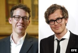 Los periodistas de "Süeddeutsche Zeitung", Bastian Obermayer y Frederik Obermaier (i-d).