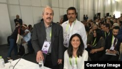 La opositora Rosa María Payá asiste a Foro de actores sociales en la Cumbre de Lima, Perú.