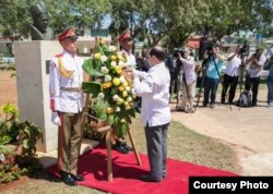 El espía cubano Fernando González Llort, en el acto.