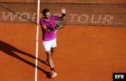 Nadal celebra su triunfo sobre Goffin.