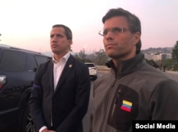 Juan Guaidó y Leopoldo López en Caracas el 30 de abril (Tomado de @leopoldolopezoficial).