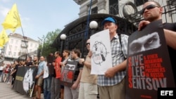 Marcha para pedir la liberación del director de cine ucraniano Oleg Sentsov en Kiev