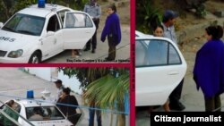 Vigilancia policial frente a la sede de las Damas de Blanco, en Lawton, La Habana.