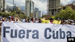 Manifestación contra la presencia militar de Cuba en Venezuela.