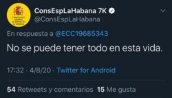 Una de las respuestas que generó la solicitud de disculpas por parte del Consulado de España en La Habana.