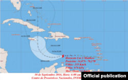 Mapa de trayectoria publicado por el INSMET el viernes 30 de septiembre.