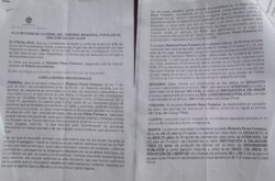 Documento de la Fiscalía en caso de Roberto Pérez Fonseca.