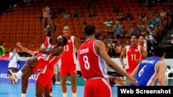 El equipo cubano de voleibol masculino.