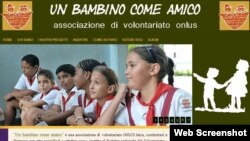 Captura de la página web de "Un bambino come amico"