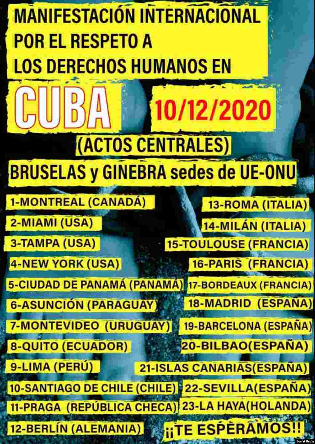 Convocatorias a manifestarse el D&#237;a de los Derechos Humanos.