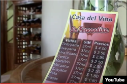 Tipos de vinos / sector privado en Cienfuegos