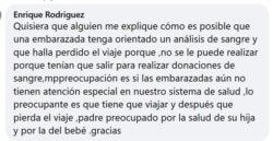 Comentario en el reporte oficial del MINSAP en Facebook.