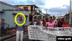 Geordanis Muñoz Guerrero, en una manifestación de UNPACU.