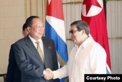 El canciller norcoreano, Ri-Yong Ho, se entrevistó el 21 de noviembre en La Habana con su homólogo cubano Bruno Rodríguez