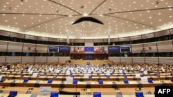 Salón de plenarias del Parlamento Europeo en Burselas, Bégica