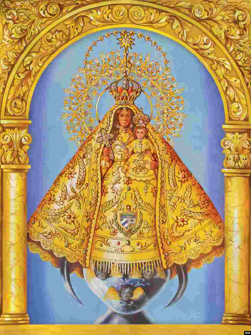 2- Virgen de la Caridad del SEPI Instituto Pastoral del Sureste. Serie &quot;Los arcos de la Virgen&quot;, 24 Vírgenes latinoamericanas (cerámica, 18x24 pulgadas).