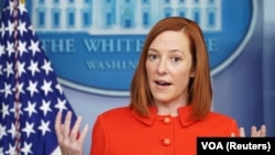 La portavoz de la Casa Blanca, Jen Psaki, durante una rueda de prensa en la residencia presidencial, el 26 de enero de 2021.